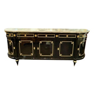 French Black Lacquered Louis XVI Style Sideboard For Sale