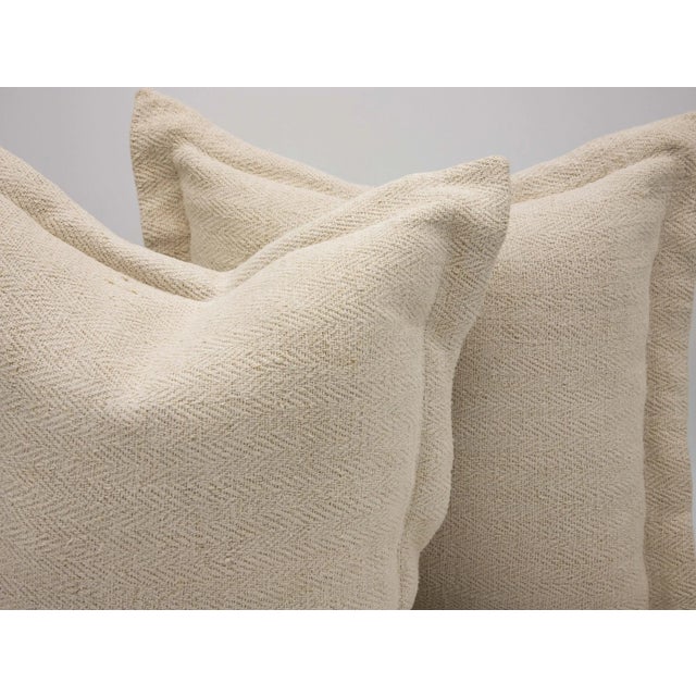 English Antique Belgian Linen Pillows- a Pair For Sale - Image 3 of 7