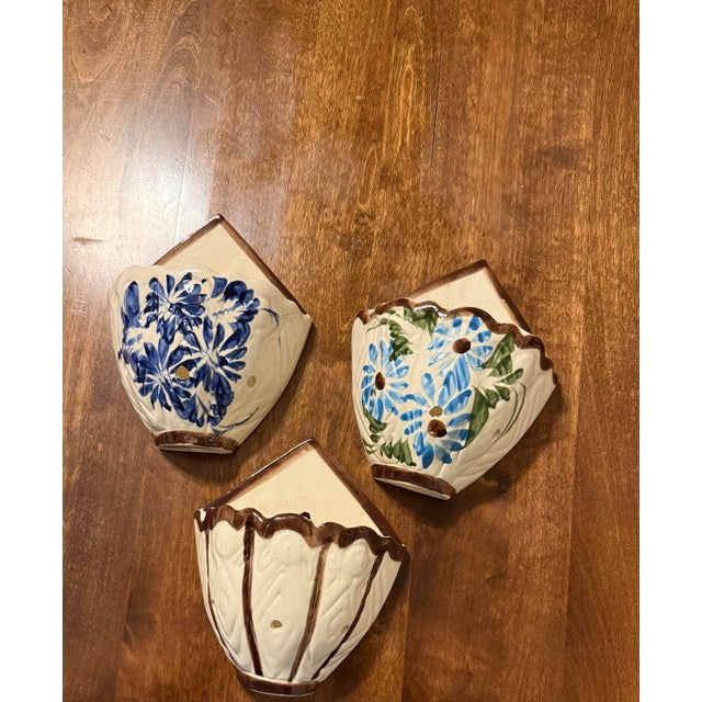 Mid 20th Century Hand Painted Ceramic Wall Pockets For Sale - Image 10 of 11