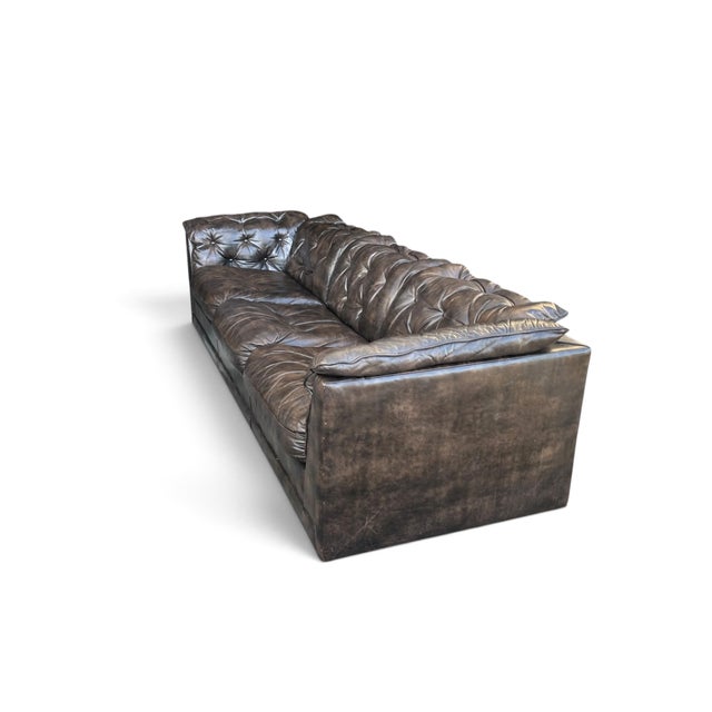 Vintage 1970s Leather Chesterfield Sofa Button Tufted Brown Leather Sofa For Sale - Image 16 of 16