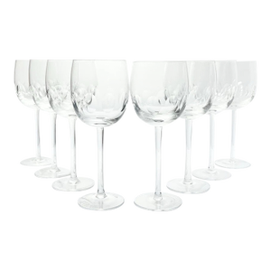 1960s Set of 8 Thumbprint Crystal Wine or Water All Purpose Glasses