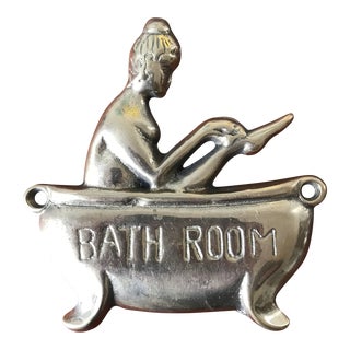 Vintage Brass Bathroom Sign For Sale