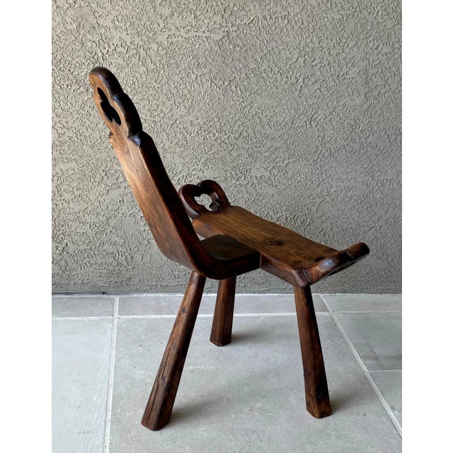 Mid 20th-Century European Arts & Crafts-Inspired Three-Legged Hardwood Birthing Chair For Sale In Austin - Image 6 of 15