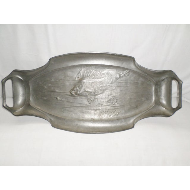 Antique Orivit Pewter Art Nouveau German Fish Platter For Sale - Image 12 of 12