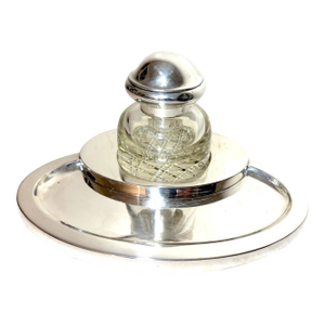 Huge Antique Wilkens & Sohne 800 Sterling Silver Writing Inkwell Desk Stand