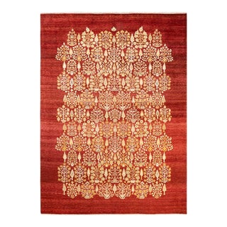 Eclectic, One-of-a-Kind Hand-Knotted Area Rug in Orange, 8' 10" x 12' 2" For Sale