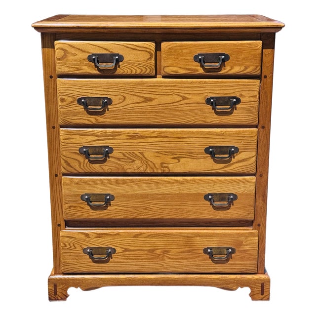 Vintage 1970s Link Taylor “Countryside” Oak 6-Drawer Tall Dresser For Sale