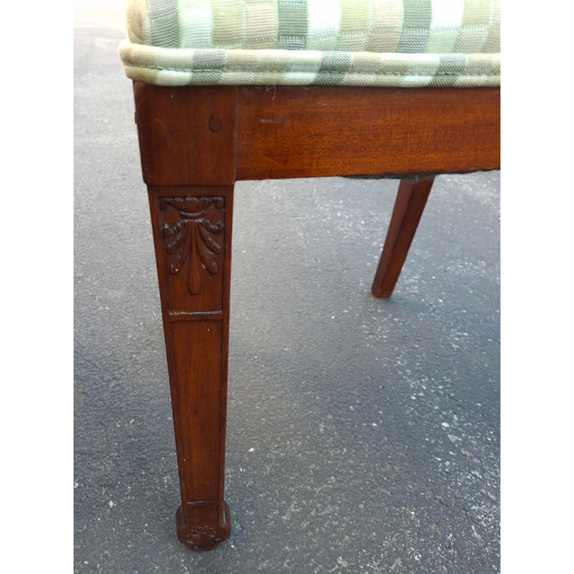 Late 20th Century Late 20th Century Pair French Empire Mahogany With Green Beige Tufted Seat Upholstered Side Chairs For Sale - Image 5 of 14