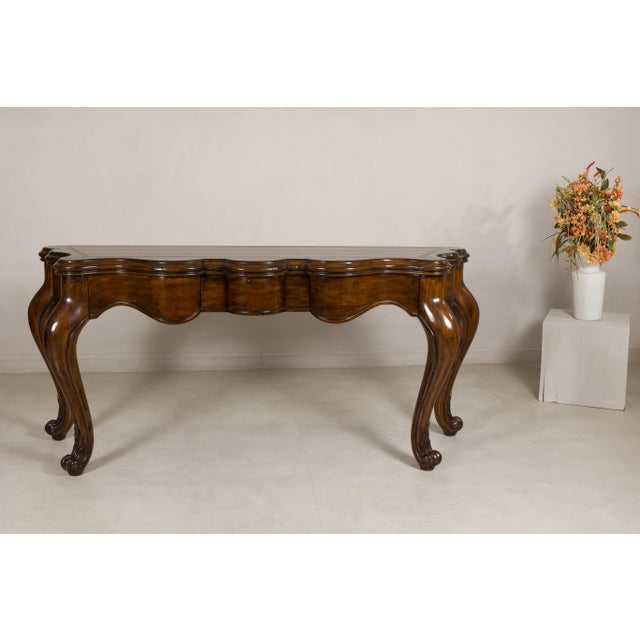 Late 20th Century Marge Carson Walnut Serpentine Console Table with Cabriole Legs For Sale - Image 12 of 18