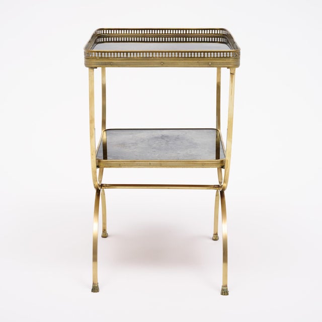 Art Deco French Art Deco Period Brass and Mirrored Curule Table, Circa 1940 For Sale - Image 3 of 9