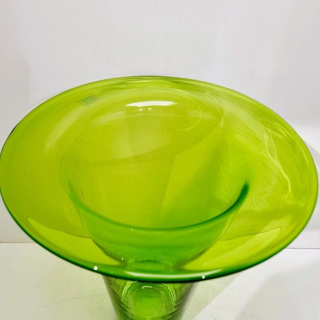 Glass Large Vintage Neon Green Vase from Schott Zwiesel, 1970s For Sale - Image 7 of 15