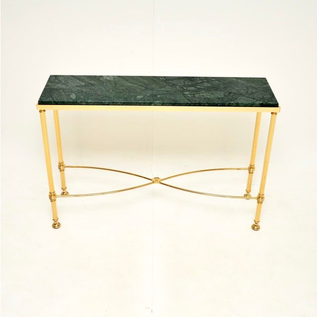 Mid-Century Modern Vintage French Brass and Marble Console Table, 1970s For Sale - Image 3 of 12