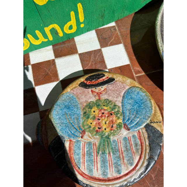 Italian 1970s Italian Large Plate and Small Platter Set- 2 Pieces For Sale - Image 3 of 12