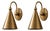 Brass Cone Wall Sconces Handcrafted Wall Lamp With Curved Arms and Tapered Shades - Pair For Sale