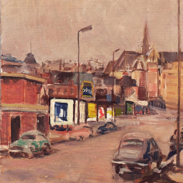 'View of Brussels, Belgium' by Pieter Van Mol, Mid-Century Oil Cityscape For Sale In Monterey, CA - Image 6 of 10