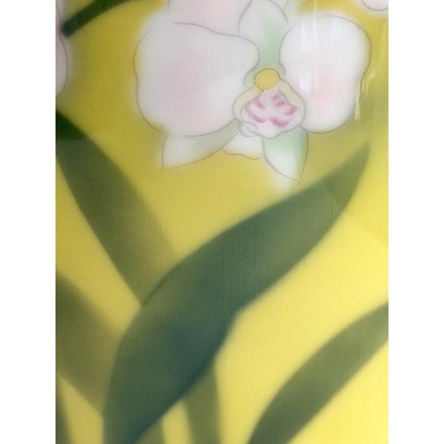 Fukugawa Seiji Arita Ware Yellow Vase With Phalaenopsis For Sale - Image 13 of 16