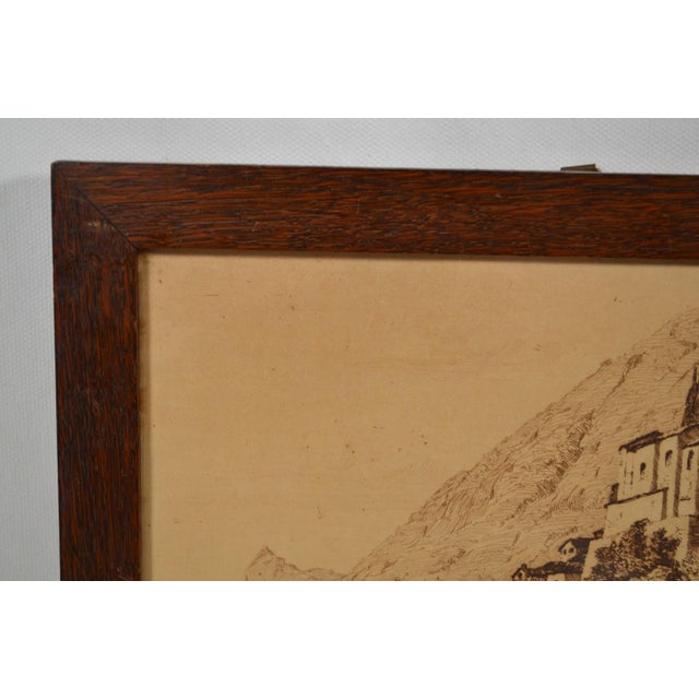 1910s Early 20th Century French School Ink Drawing Representing an Ancient Village on the Edge of a Lake For Sale - Image 5 of 8