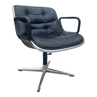 Vintage Charles Pollock for Knoll Black Leather Executive Chair For Sale