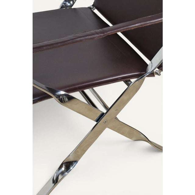 Leather and Chrome-Plated Metal Armchairs, Italy, 1970, Set of 2 For Sale - Image 6 of 18