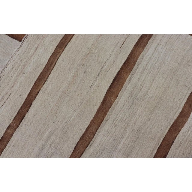 Mid 20th Century Vintage Turkish Flat-Weave Muted Colored Kilim in Ivory Brown and Light Tan For Sale - Image 11 of 11