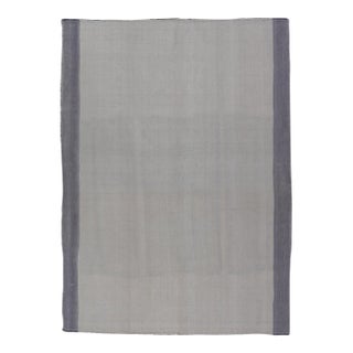 Vintage Turkish Kilim Rug With White Field and Light Lavender Border For Sale
