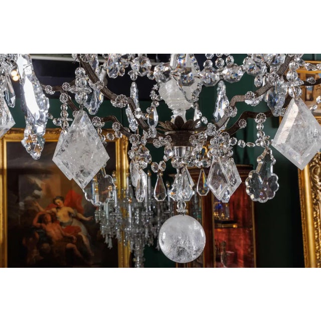 Early 20th Century Pair of French Rock Crystal and Glass Chandeliers For Sale - Image 9 of 12
