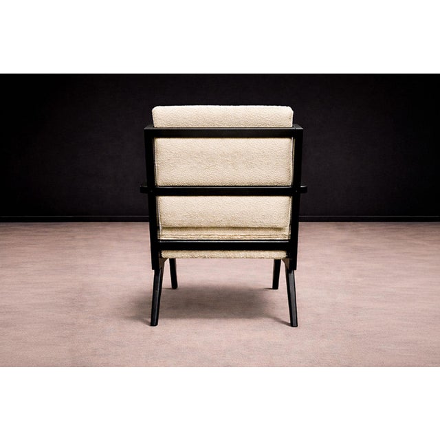 Armchair in Hardwood With Ebony Finish & Boucle, Unknown, 1960s For Sale - Image 4 of 10