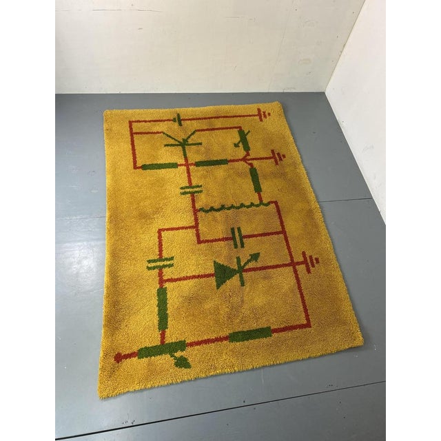 Textile Mid-Century Art Deco Modernist Yellow, Red, Green Wool Rug, 1930s For Sale - Image 7 of 17