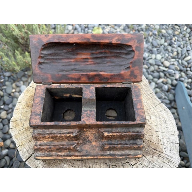 Wood Antique Folk Art Hand Carved Figural Inkwell Stand Late 1800s Wooden For Sale - Image 7 of 15