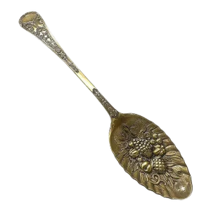 Antique Ornate Leaf Berry & Flower Fruit Scene Jam Berry Spoon by J B & Sons