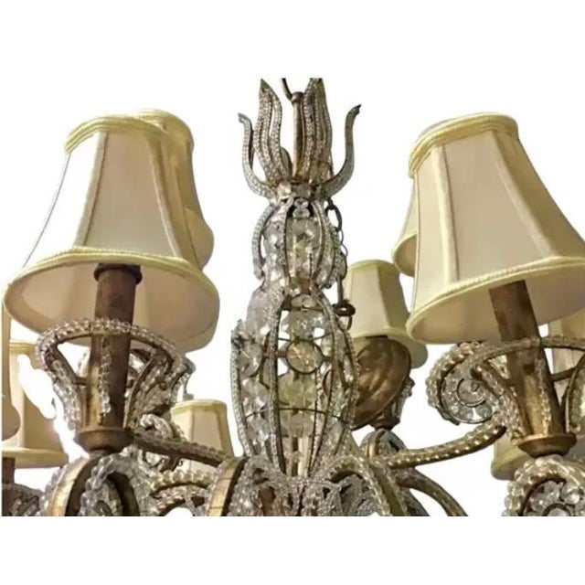 Late 20th Century Gilt Iron and Crystal Beaded Chandelier, Belle Époque Style For Sale - Image 5 of 7