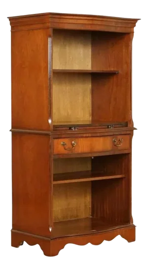 Open Bookcase Cabinet with Shelves, Serving Tray and Drawer