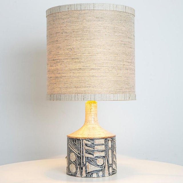 Large Grey Ceramic Table Lamps with Silk Shades from Soholm, Denmark, 1960s, Set of 2 For Sale - Image 9 of 14