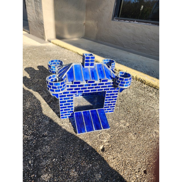 Stained Glass Terrarium Cobalt Blue For Sale - Image 10 of 10