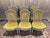 Set of six Louis XVI style chairs in painted wood with sprung seats and mustard velvet backs. Seat height 48 cm Excellent...