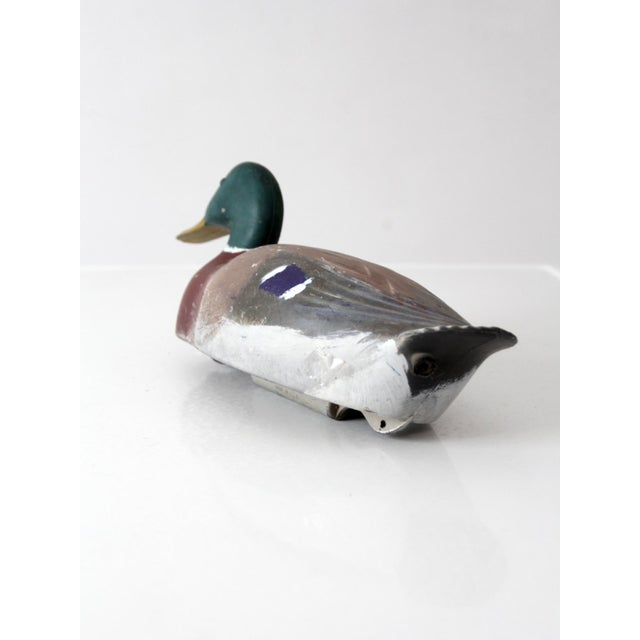Brown Vintage 1970s Hand-Painted Mallard Duck Decoy For Sale - Image 8 of 15
