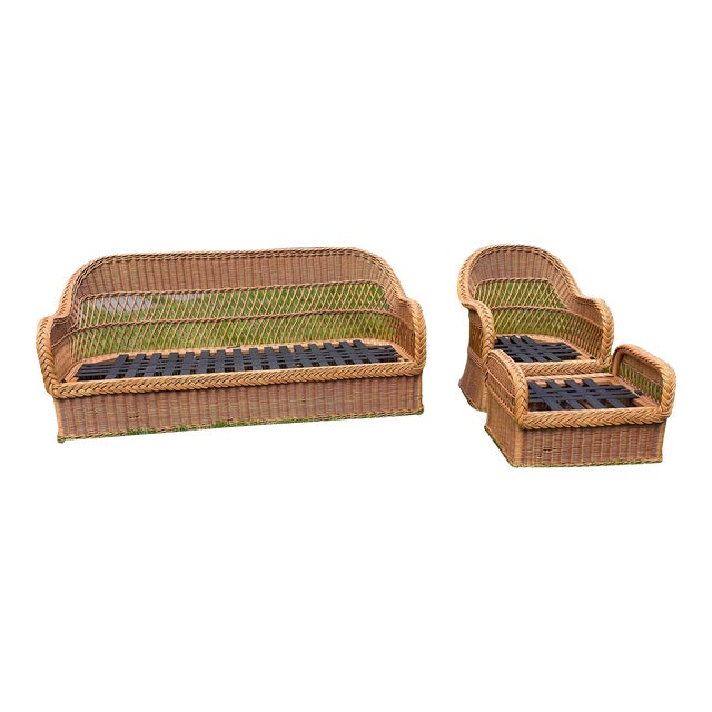 1970s Henry Link Wicker Sofa Frame Set 3 Pieces Chairish