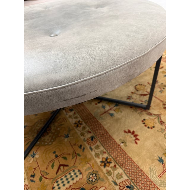 Room & Board Sidney Leather Ottoman, Laino Slate For Sale - Image 10 of 12