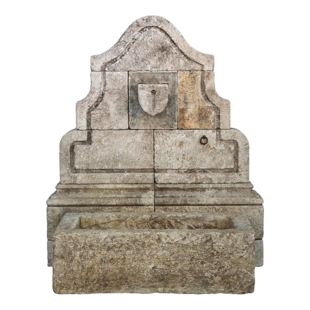 Antique Reclaimed Old Limestone Wall Fountain For Sale
