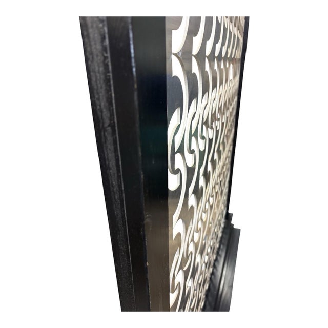 Art Deco Handmade Aluminum and Wood Divider Screen For Sale - Image 3 of 5