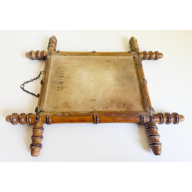 Antique French Faux Bamboo Wall Mirror, 14" X 16", 1920s For Sale - Image 9 of 10