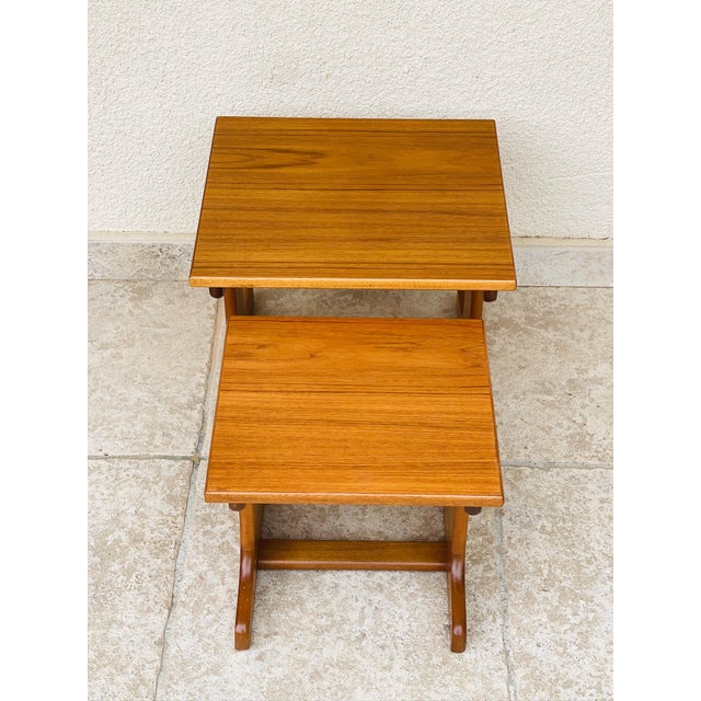 Mid-Century Modern Scandinavian Nesting Tables in Teak, 1960s, Set of 2 For Sale - Image 3 of 9