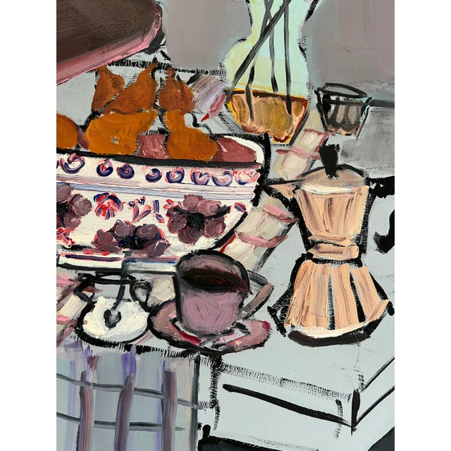 2020s Original Oil Painting Folk Art Early American "Moka Mornings" by Shann Spishak For Sale - Image 5 of 6