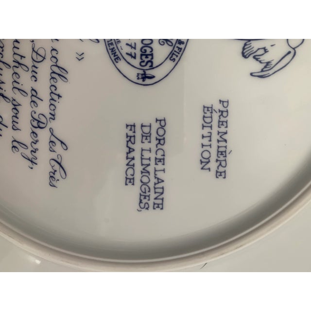 Limoges, France Limited Edition 1983 Hand Painted Gilt Limoges Plate, Made for the Chantilly Conde Museum in France - Artist Signed For Sale - Image 4 of 6