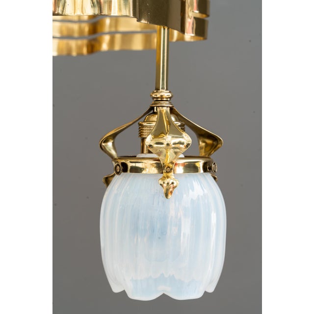 Jugendstil Chandelier with Opaline Glass Shades, Vienna, Austria, 1910 For Sale - Image 11 of 18