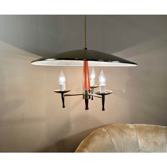 Mid 20th Century Mid Century Flying Saucer Pull Down Lamp For Sale - Image 5 of 12