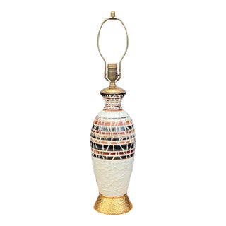 Mid-Century Modern Incised Ceramic Table Lamp For Sale