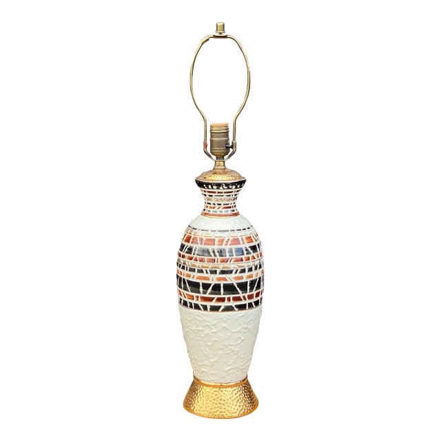 Mid-Century Modern Incised Ceramic Table Lamp For Sale
