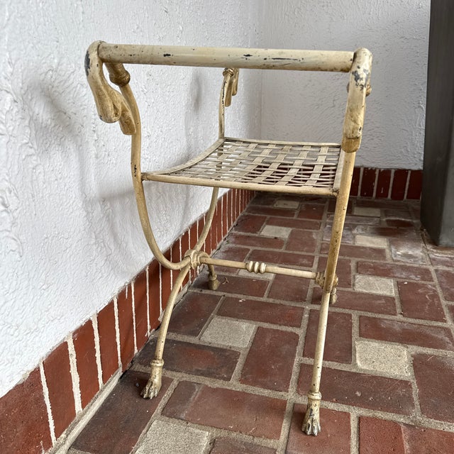 1970s 1970s Jansen Style Empire Swan Curule Vanity Stool For Sale - Image 5 of 12