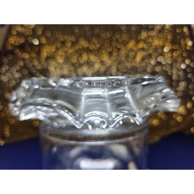 Mid-Century Modern Vintage Clear Glass Rose Etched Vanity Trinket Dish- Scalloped Edges For Sale - Image 3 of 18